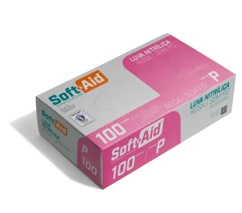 Imagem de LUVA NITRILICA SOFT AID S/PO ROSA P C/100